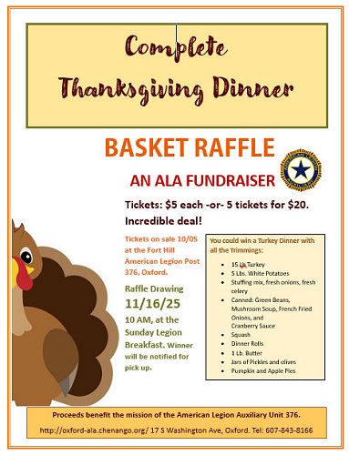 25 Thanksgiving Dinner Basket Raffle flyer