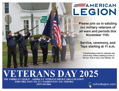 Oxford Post 376 Veteran's Day 2025 poster