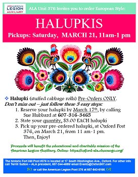 Preorder Halupki sale poster- pickups 3/21/26