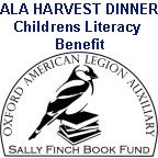 ALA Harvest dinner, childrens literacy benefit Sally Finch Book Fund logo